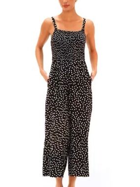 Meloday Black & White Smocked Waist jumpsuit